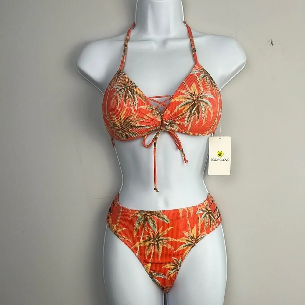 NEW Body Glove Bikini in Sunset Print Nuevo Contempo Bottoms Baby Love Top Small